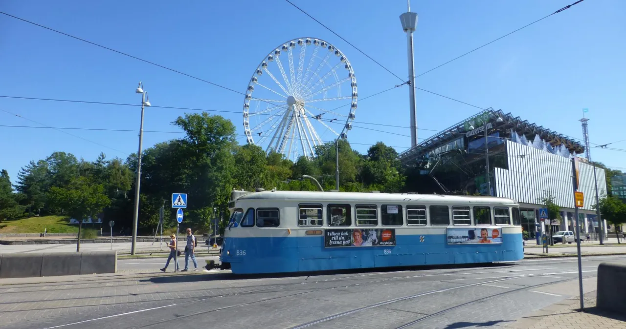 Tram at Korsvägen near Liseberg, Gothenburg.